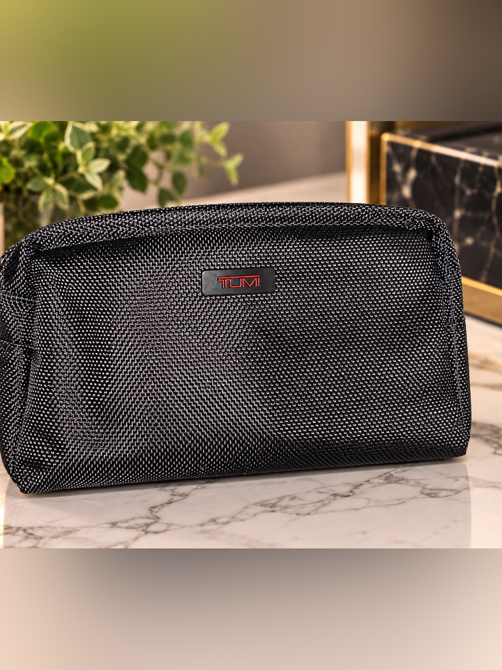 Tumi Black and Red Toiletry Travel Pouch